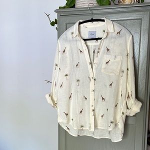 Rails Giraffe Button Linen Blend Shirt